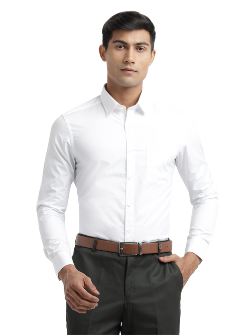 Poplin Solid Wedding White Shirt