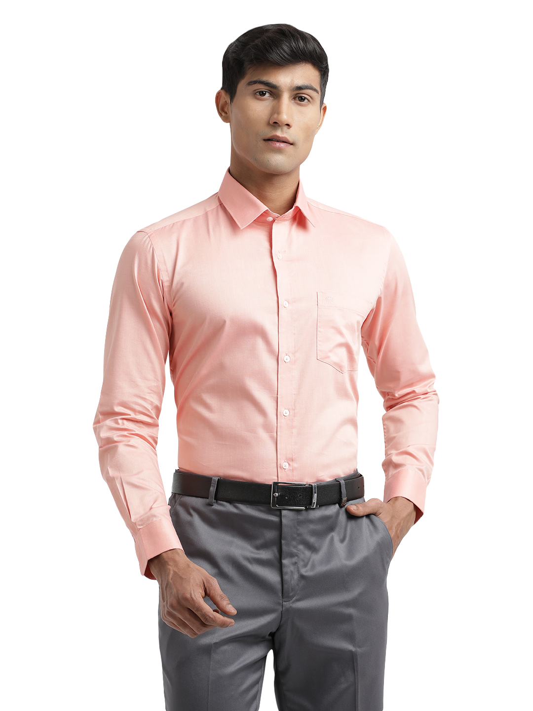 Peach Micro Oxford Solid Shirt