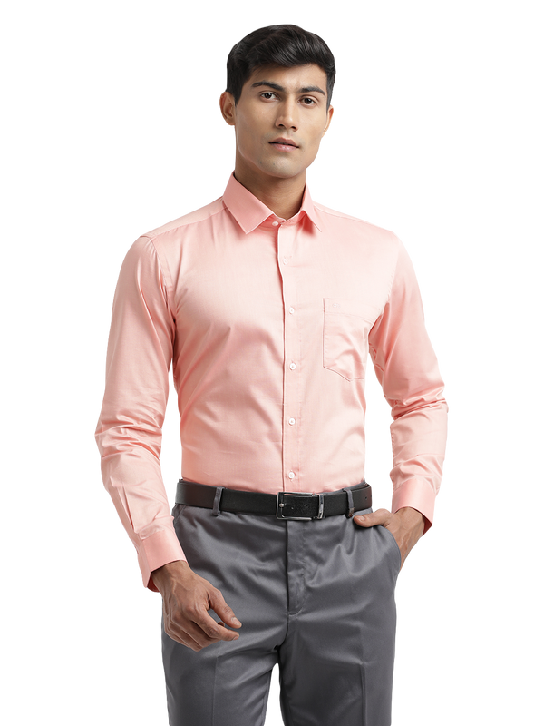 Peach Micro Oxford Solid Shirt