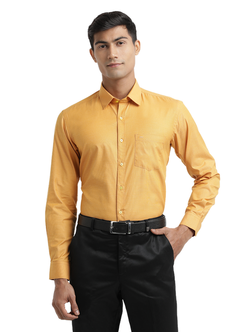 Mustard Fil-a-Fil Solid Shirt