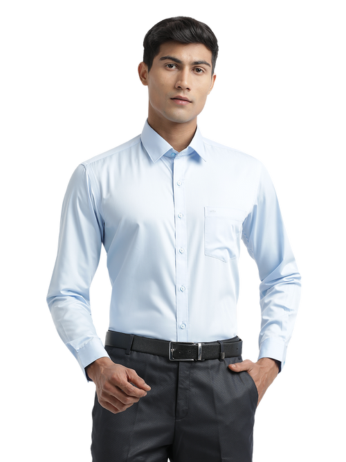 Light Blue Twill Wrinkle Free Solid Shirt