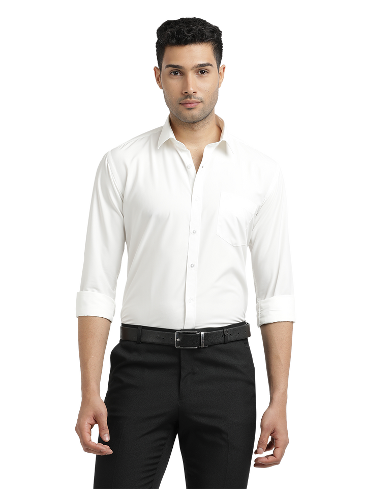 White Solid Formal Shirt