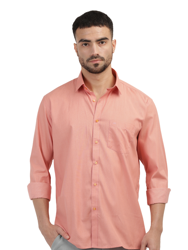 Peach Fil-a-Fil Solid Shirt