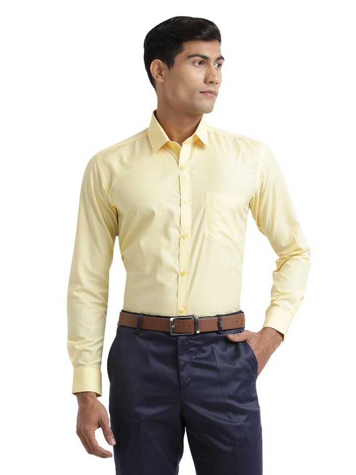 Yellow Poly Cotton Solid Shirt