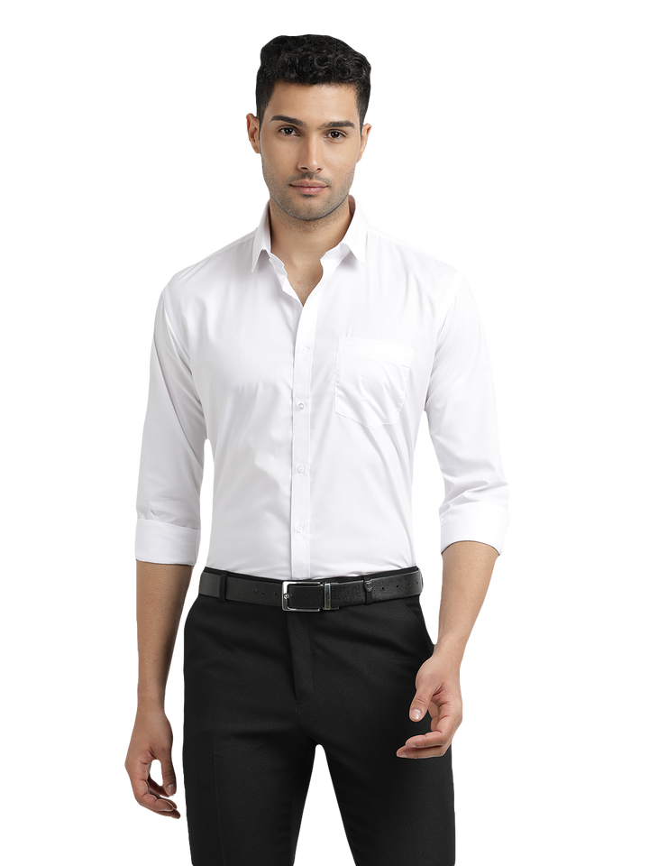 White Solid Formal Shirt