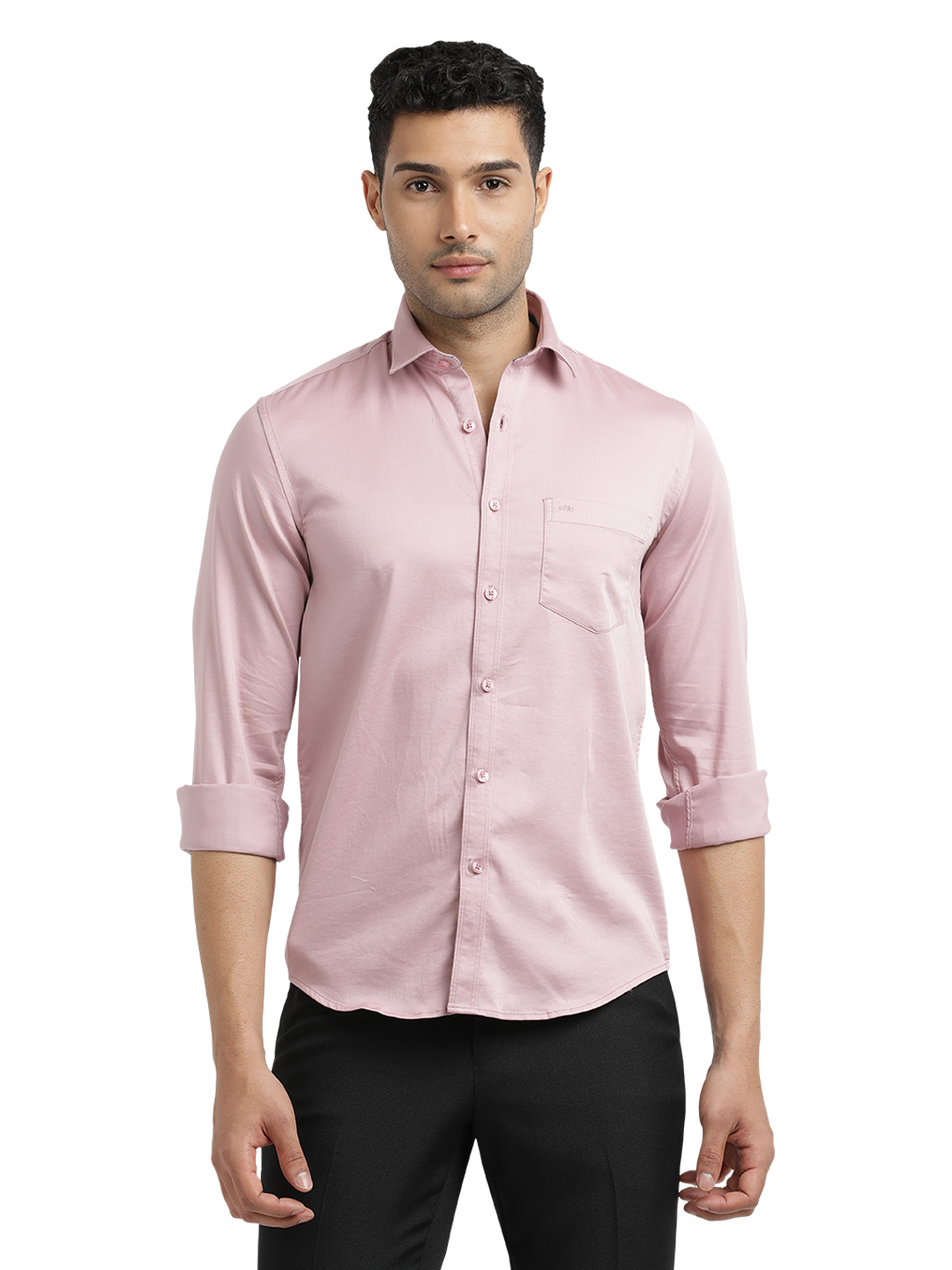 Dusty Pink Satin Solid Shirt