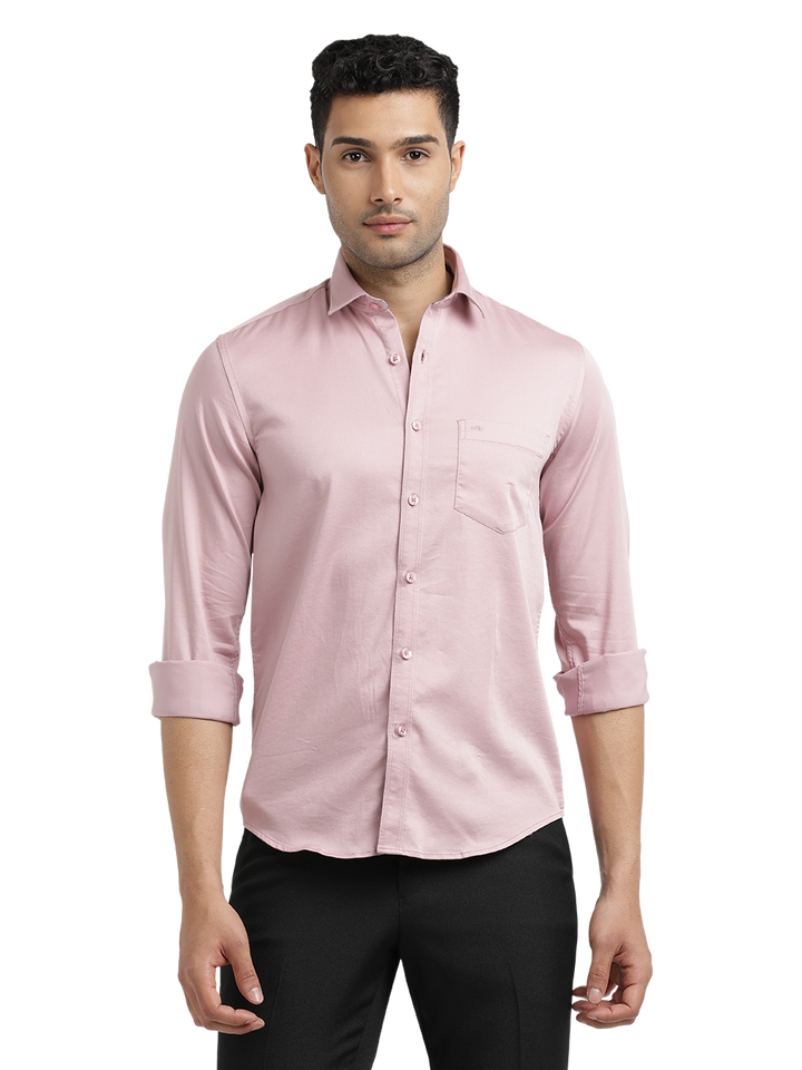 Dusty Pink Satin Solid Shirt