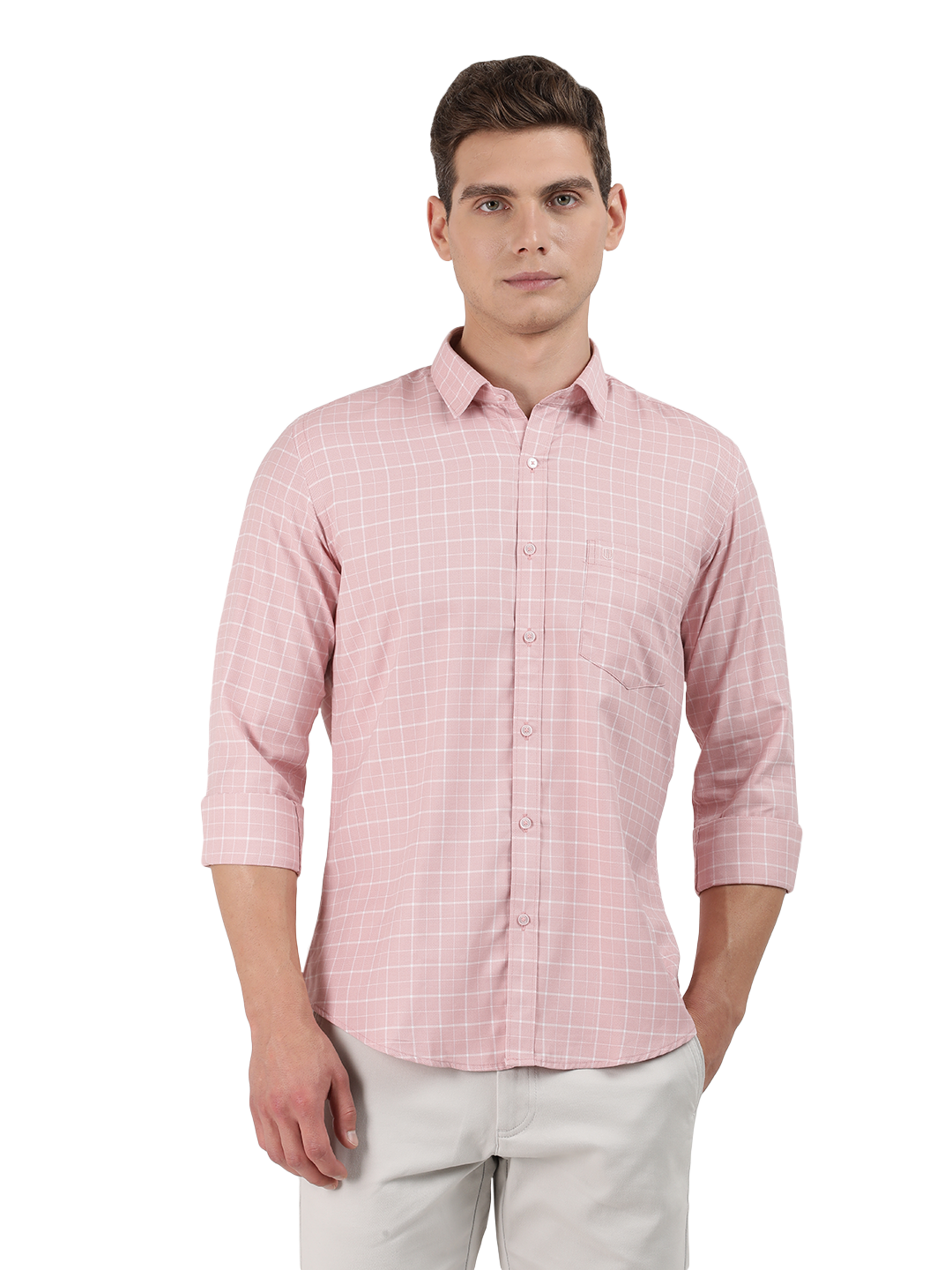 checkered pink shirt