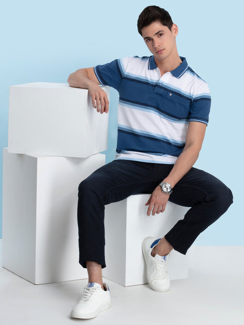 Blue Stripes Polo T Shirt