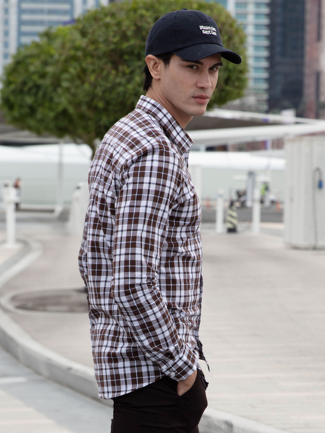 Brown Checkered Smart Casual Shirt