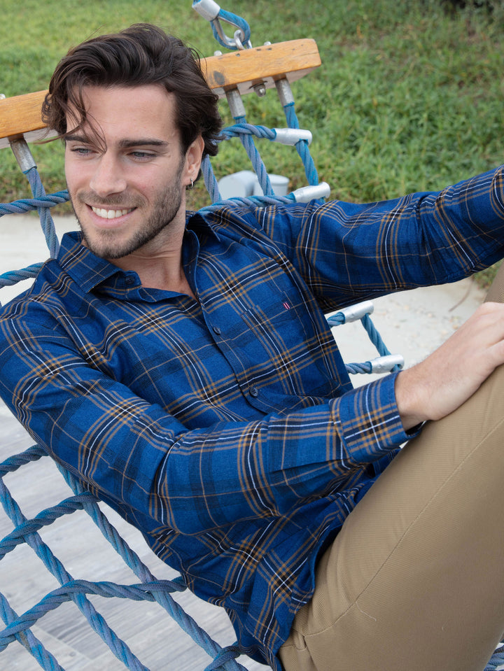 Dark Blue Checkered Casual Shirt