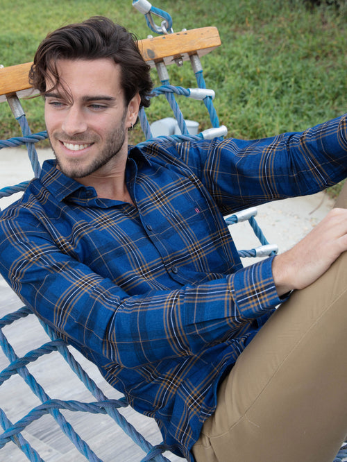 Dark Blue Checkered Casual Shirt