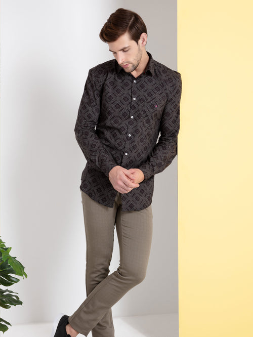 Black Printed Casual Shirt