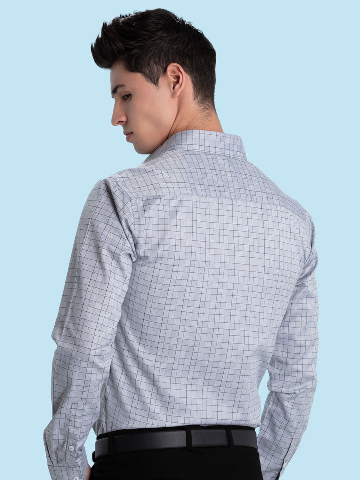 Grey Checkered Formal Shirt