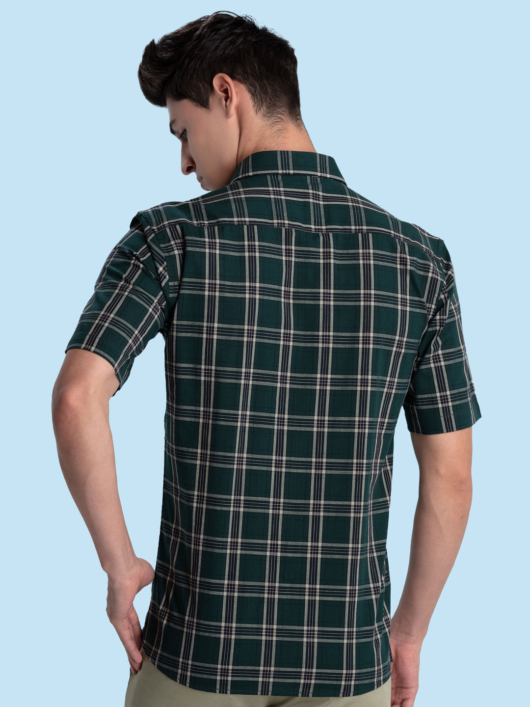 Emerald Green Checkered Casual Shirt