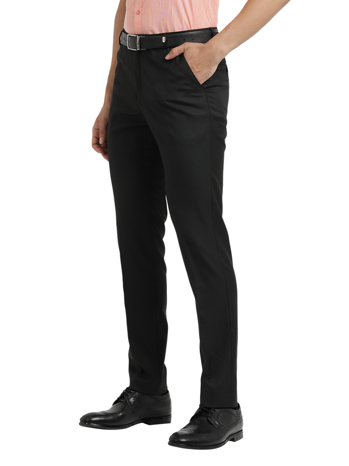 Black Twill Stretch Formal Trousers