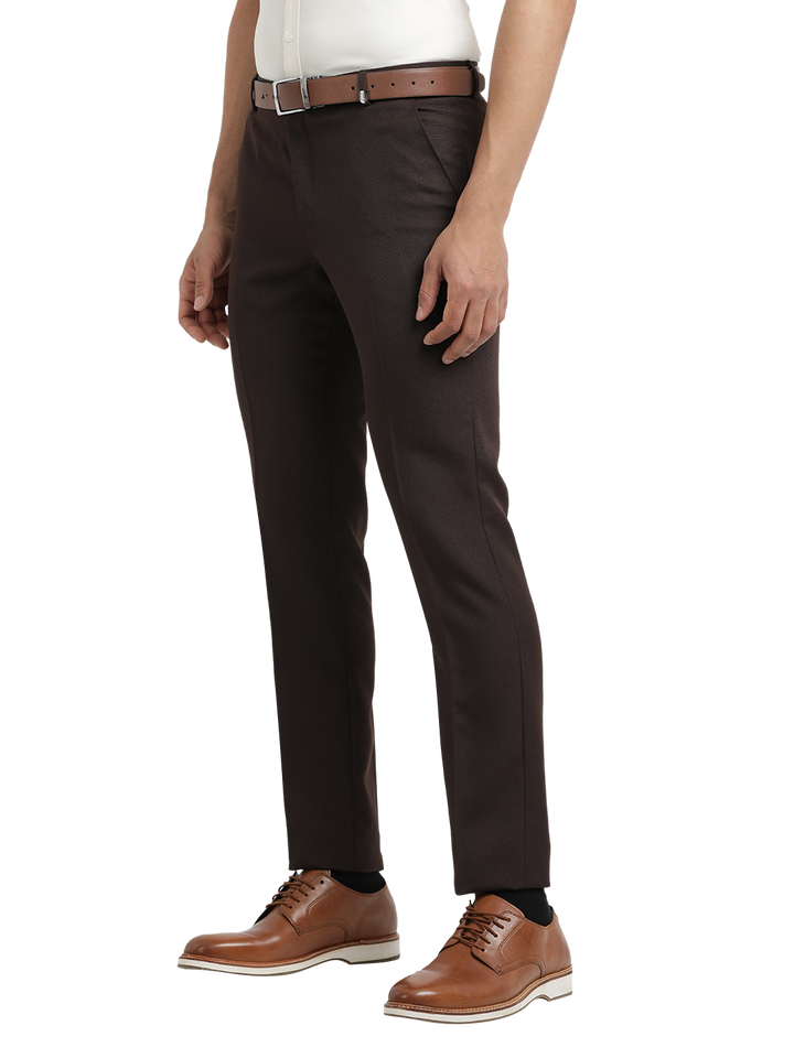 Coffee Micro Dobby Formal Trousers