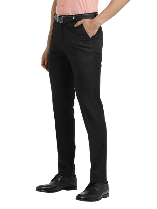 Black Twill Stretch Formal Trousers