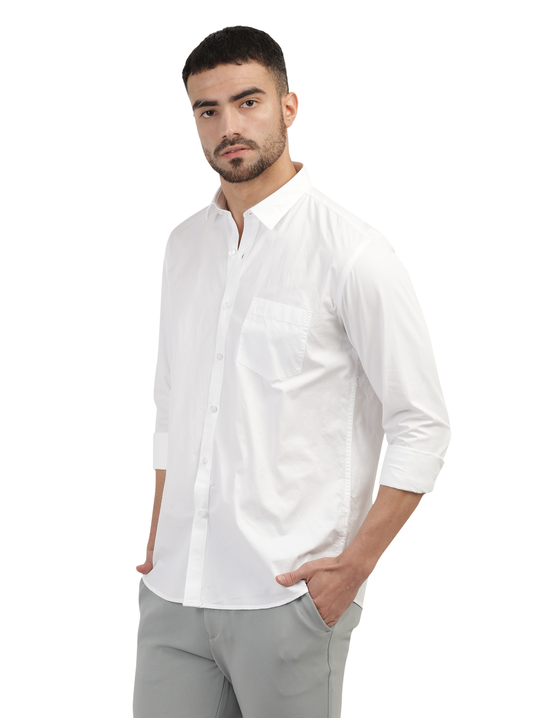 White Twill Solid Shirt