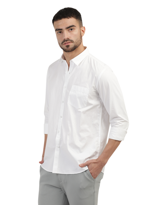 White Twill Solid Shirt