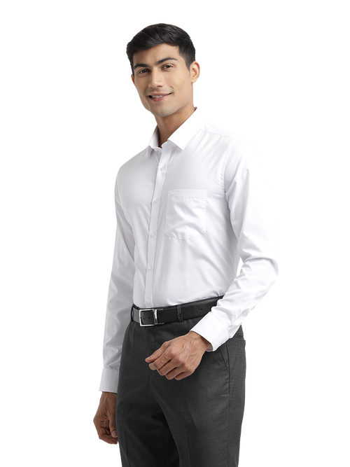 White Solid Formal Shirt