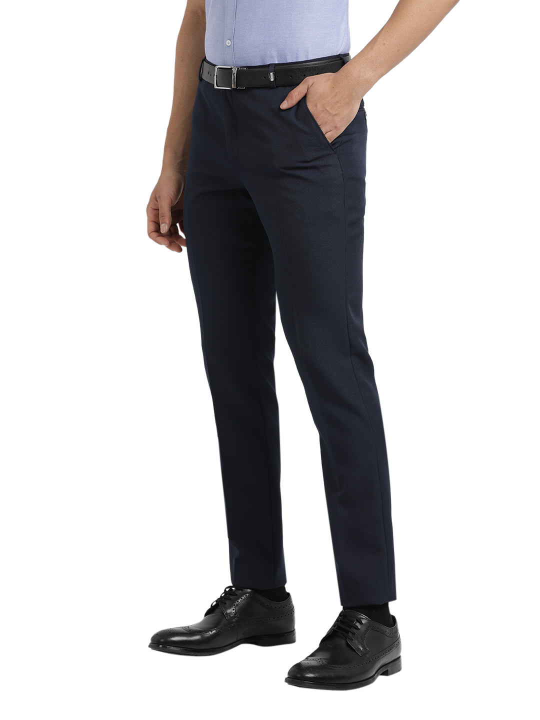 Navy Micro Dobby Formal Trousers