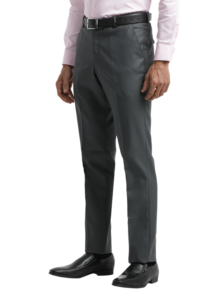 Grey Twill Stretch Formal Trousers