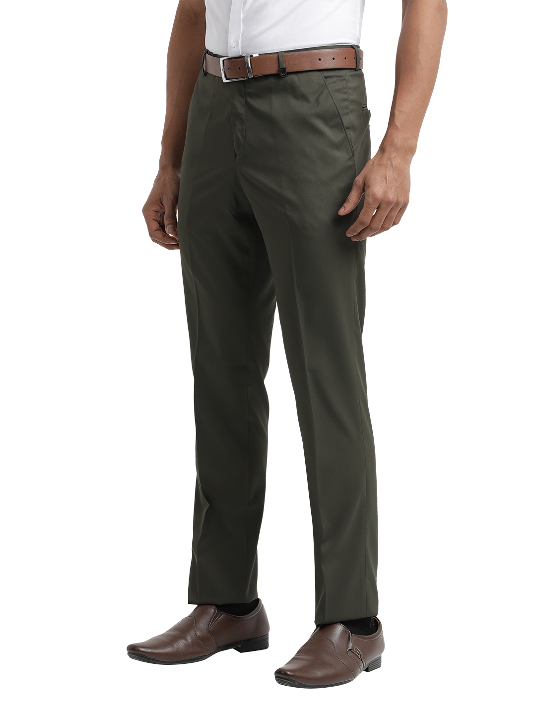 Dark Olive Micro Dobby Formal Trousers