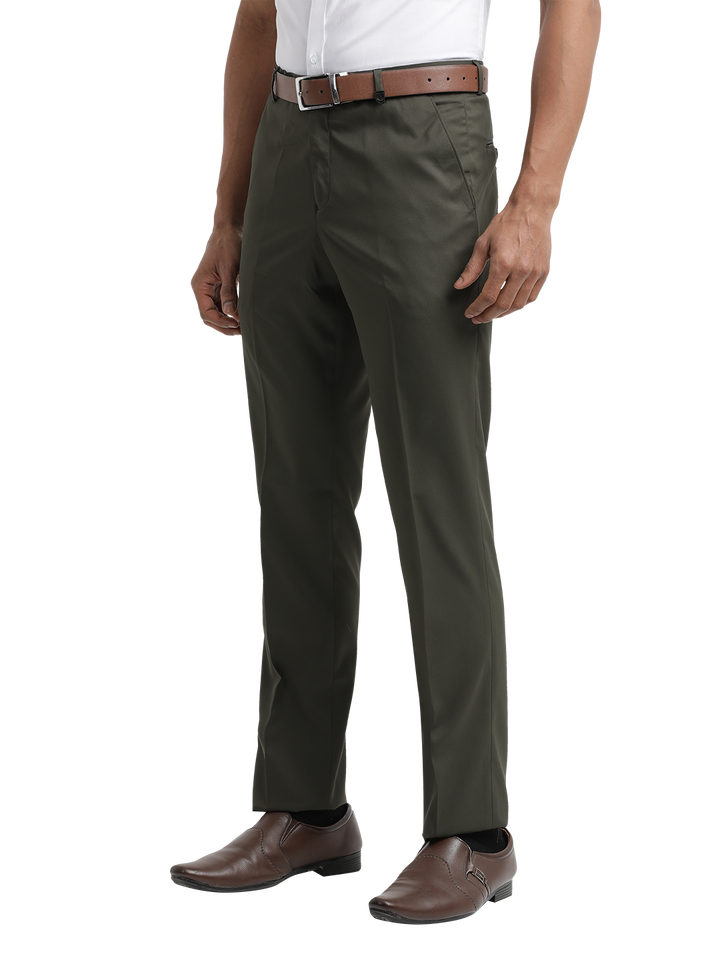 Dark Olive Micro Dobby Formal Trousers