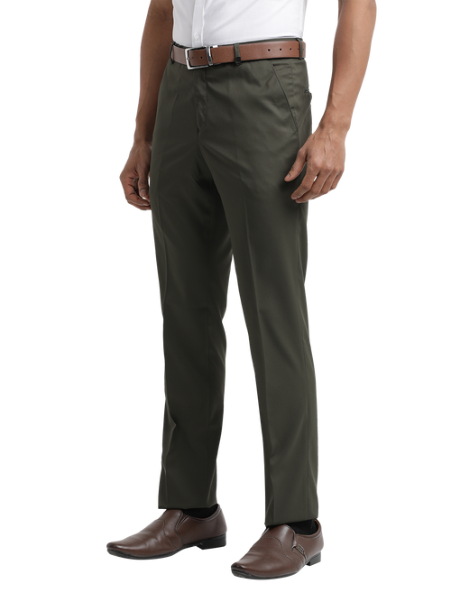 Dark Olive Micro Dobby Formal Trousers