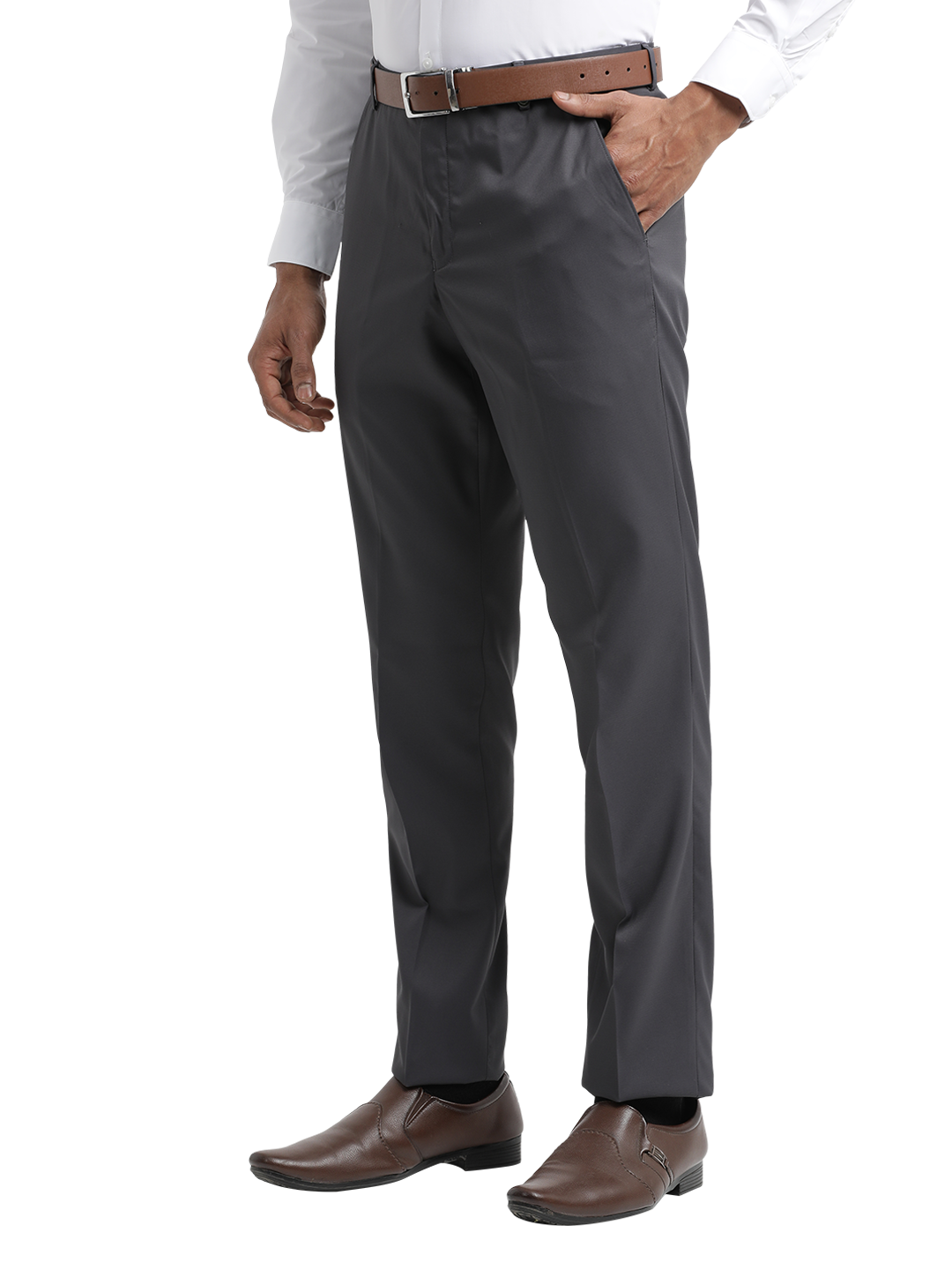 S.Grey Micro Dobby Formal Trousers