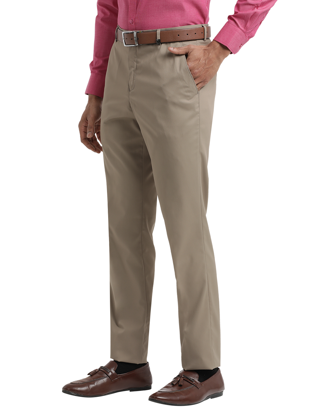 Khaki Micro Dobby Formal Trousers