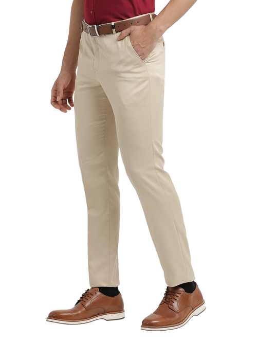 Beige Satin Formal Trousers