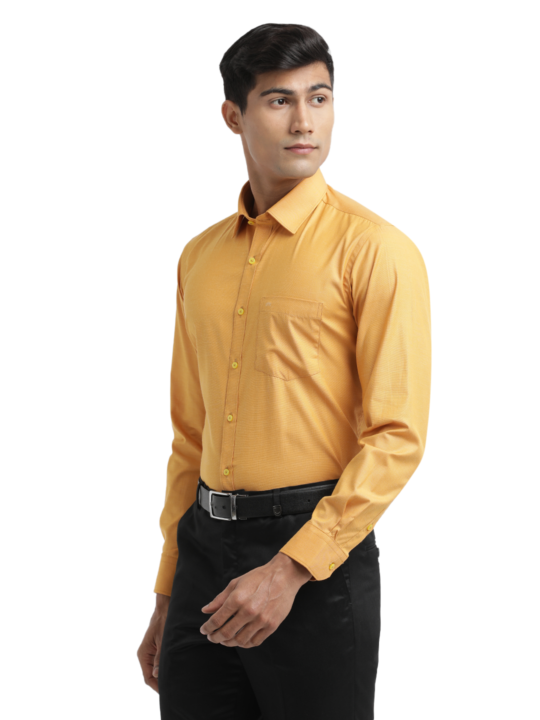 Mustard Fil-a-Fil Solid Shirt