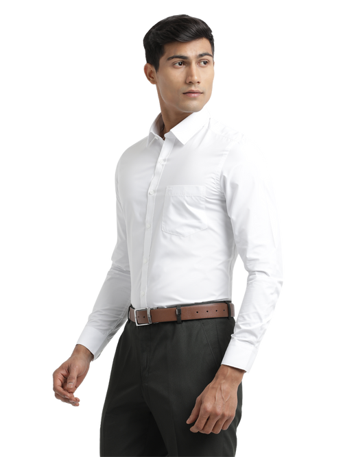 Poplin Solid Wedding White Shirt