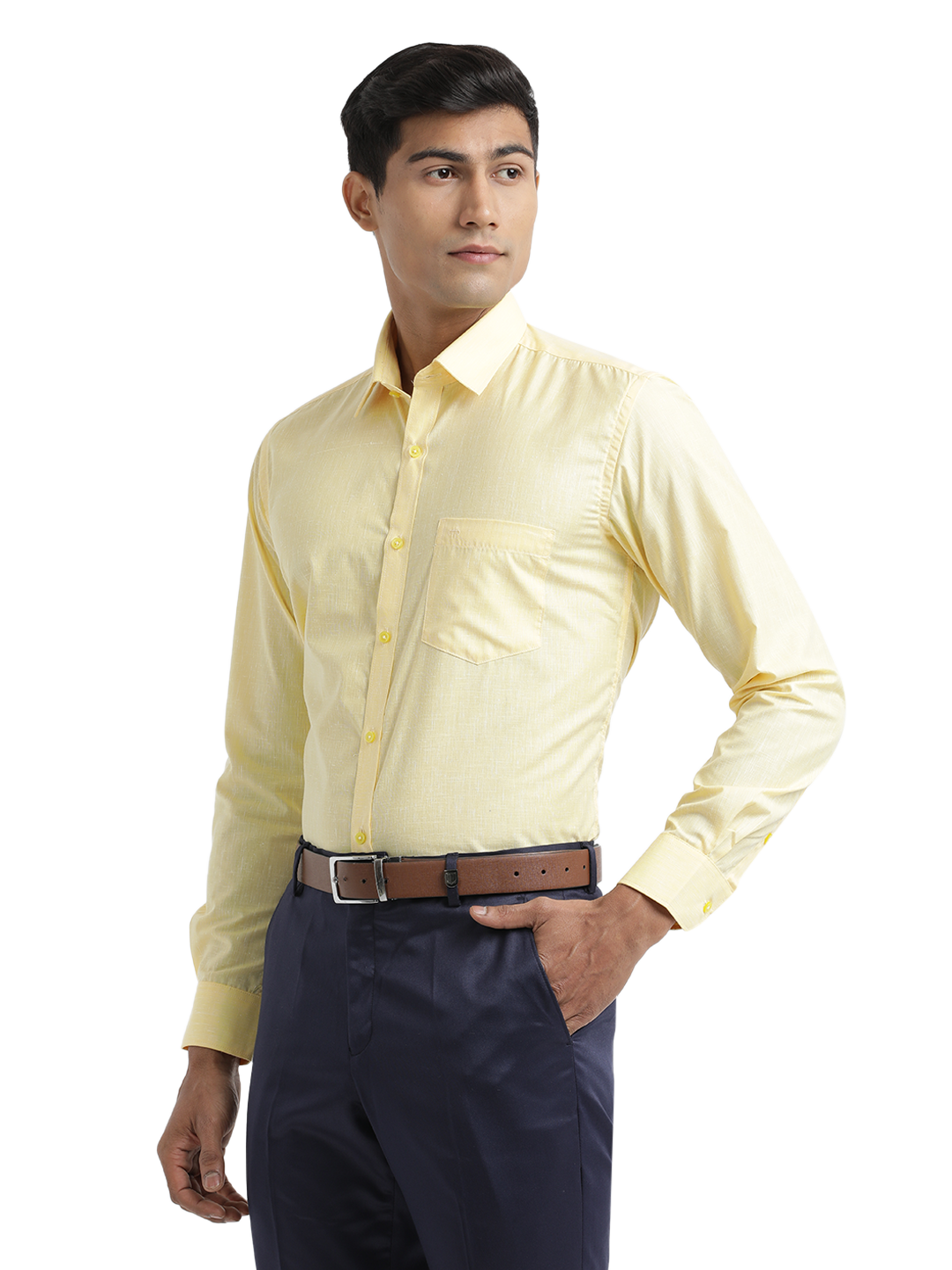 Yellow Poly Cotton Solid Shirt