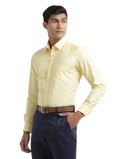 Yellow Poly Cotton Solid Shirt