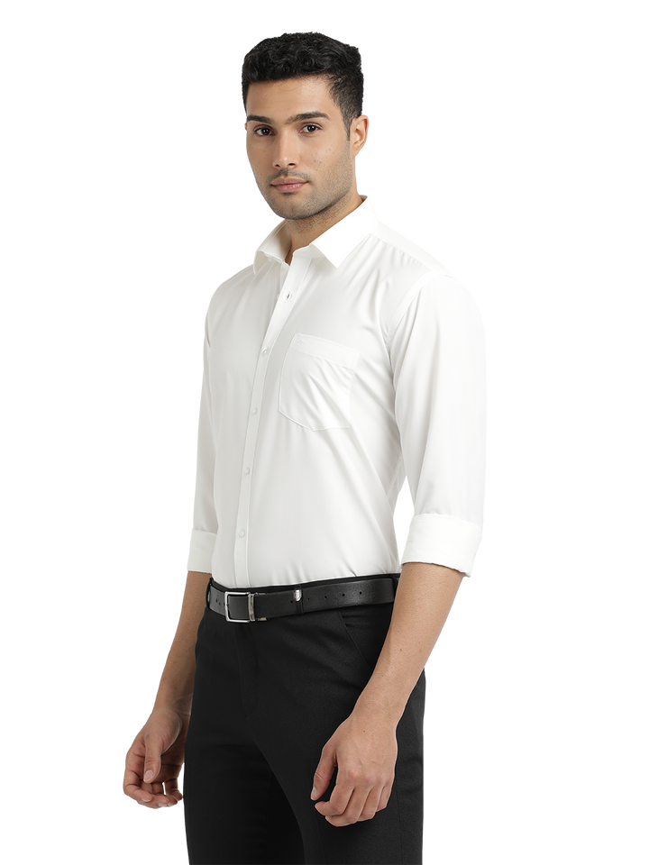 White Solid Formal Shirt