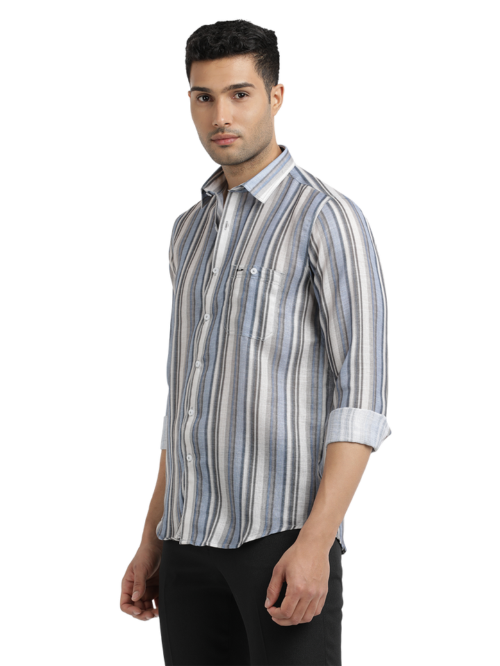 Blue Stripes Semi Casual Shirt