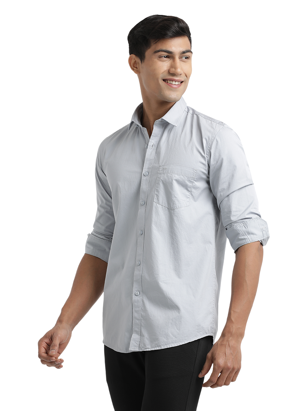 Grey Twill Solid Shirt