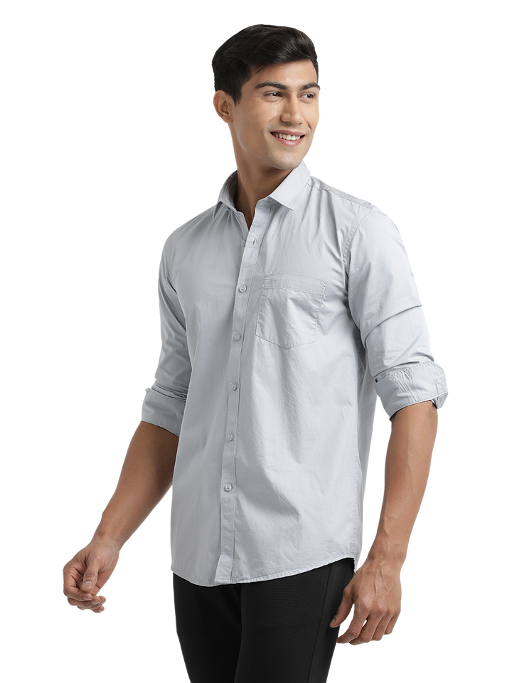 Grey Twill Solid Shirt