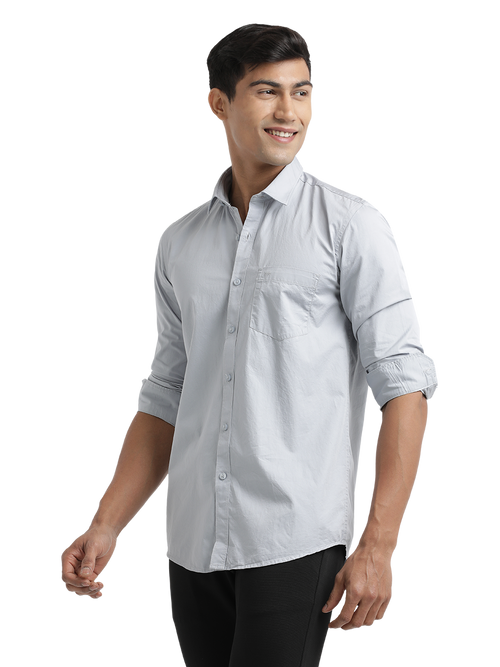 Grey Twill Solid Shirt