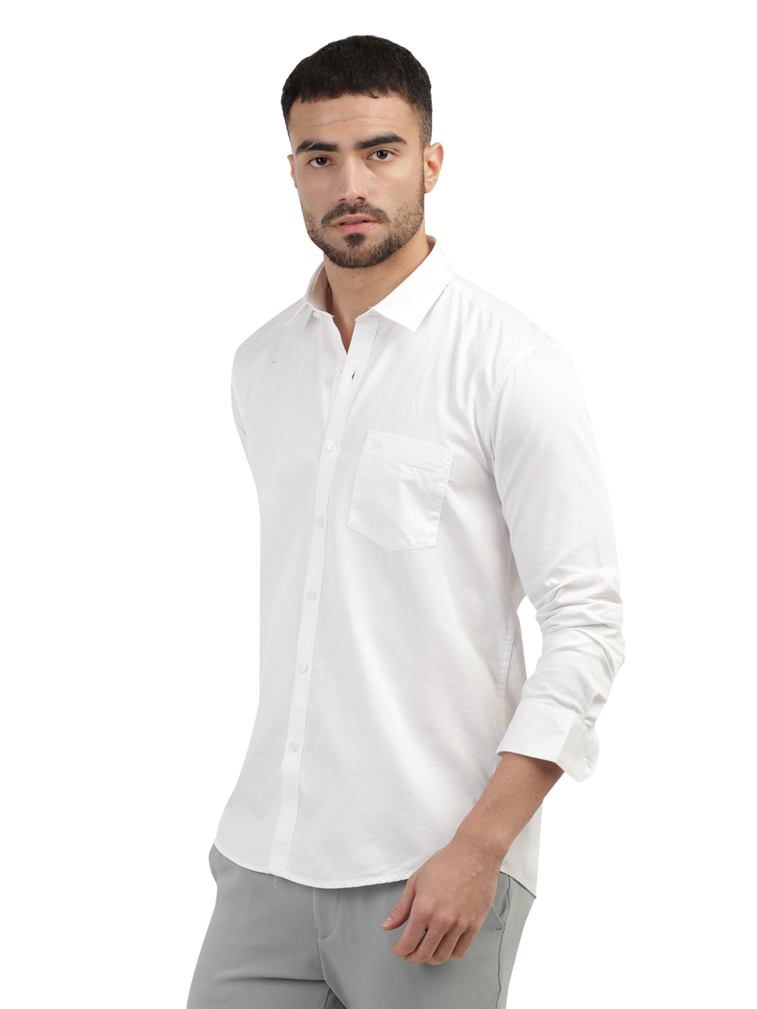 White Linen Blend Solid Shirt