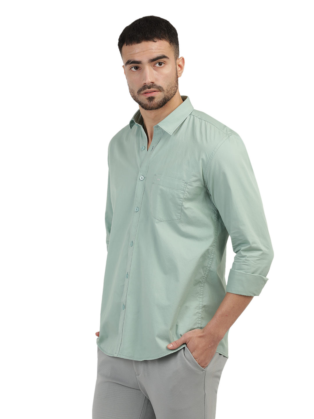 Apple Green Twill Solid Shirt