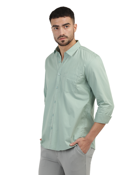 Apple Green Twill Solid Shirt