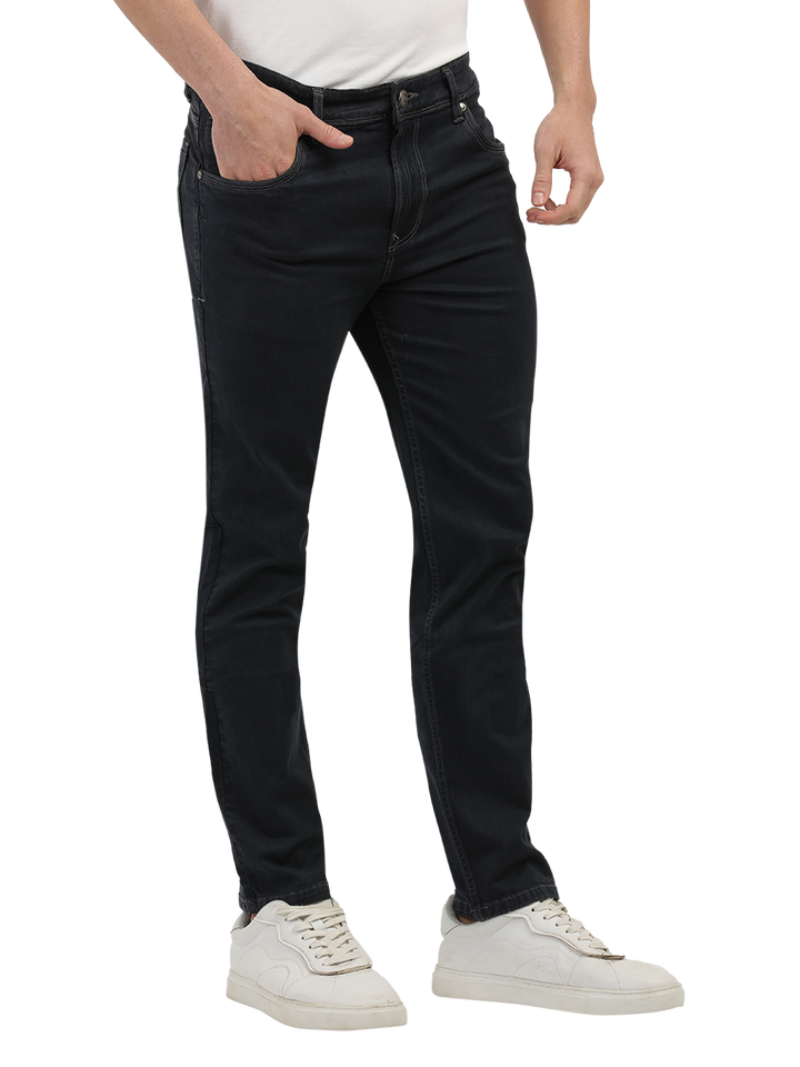 Dark Grey Denim Stretch Trousers