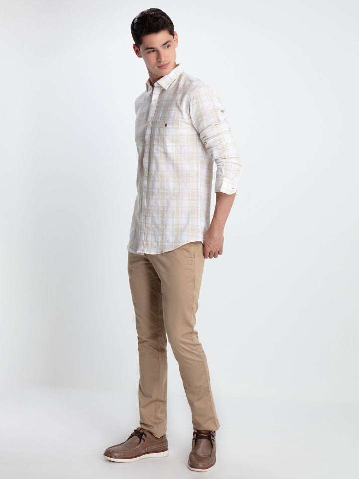 Brown Checkered Casual Shirt