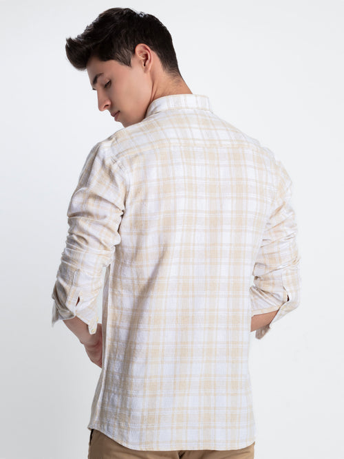 Brown Checkered Casual Shirt