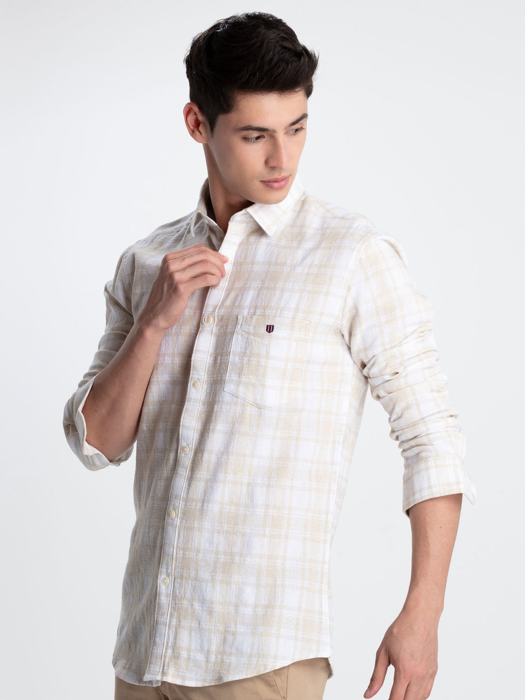 Brown Checkered Casual Shirt