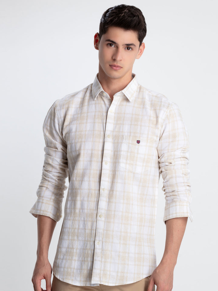 Brown Checkered Casual Shirt